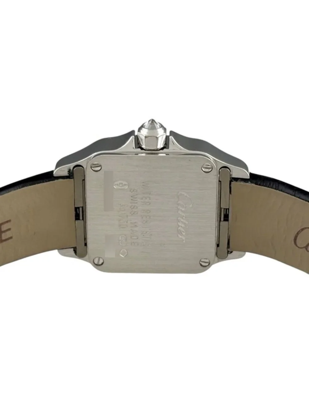 Cartier Santos Mini Watch WG Diamond Leather Quartz Silver